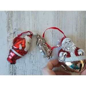 Metal Santa Bell ornament‎ vintage set tree Xmas decor
